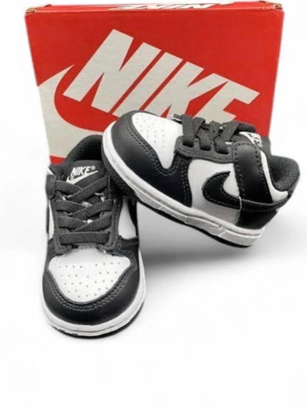 Nike Kids Black and White Low-Top Sneakers with Swoosh